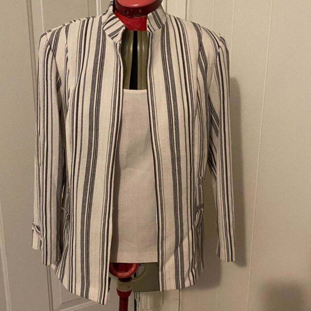 Perceptions 2 Piece Striped Jacket and Tank Top Size 12